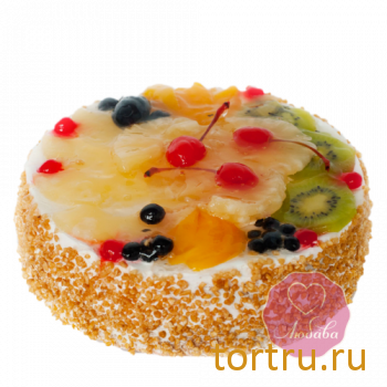 Торт "Сливки с фруктами", Любава, кондитерская фабрика, Москва